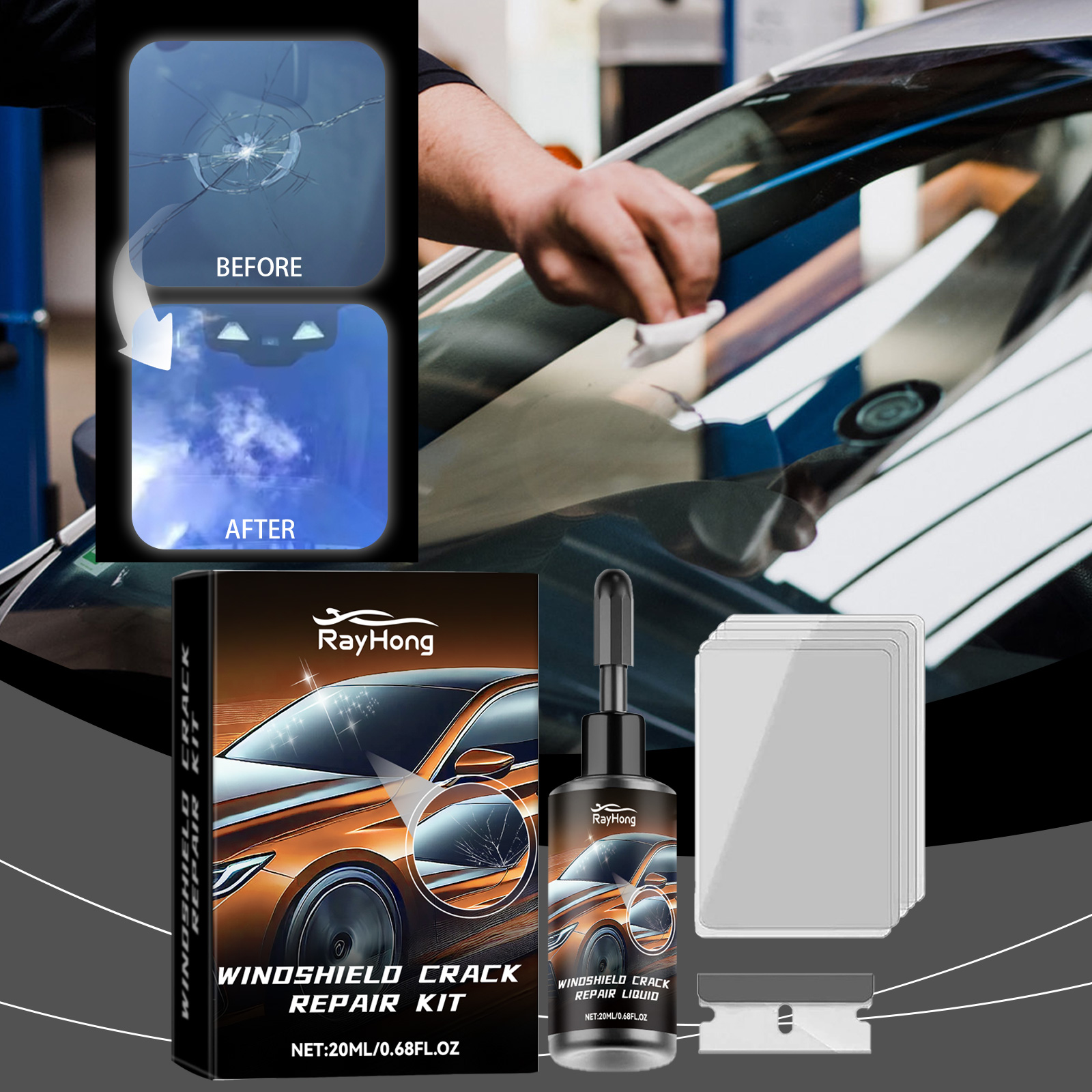 Car Windshield Crack Repair Re – Liquid Uv Glue Kit recenzja i cena